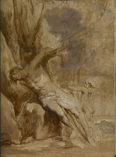 Saint Sebastian Tended by an Angel; Anthony van Dyck, Flemish, 1599 - 1641, about 1630 - 1632; Oil on panel; 41 x 30.5 cm