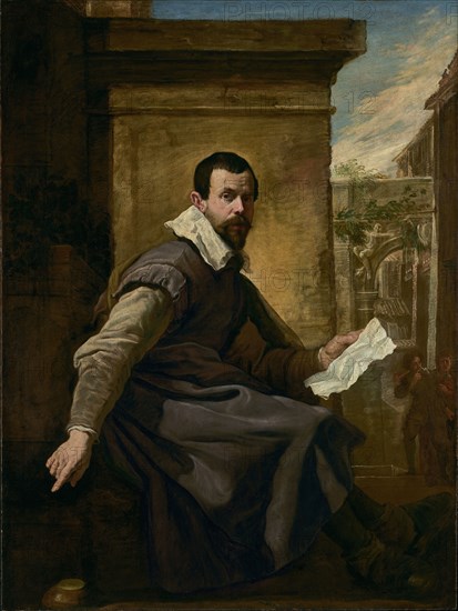 Portrait of a Man with a Sheet of Music; Domenico Fetti, Italian, about 1589 - 1623, about 1620; Oil on canvas