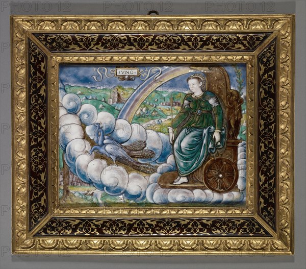 Allegory of Catherine de' Medici as Juno; Léonard Limosin, French, about 1505 - 1575,1577, Limoges, France; 1573; Polychrome