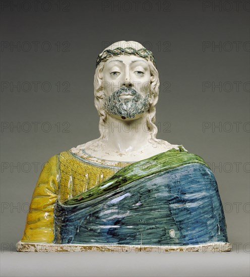 Ecce Homo; Montelupo, Italy; about 1500; Tin-glazed earthenware; 60.3 × 59.7 × 26 cm, 23 3,4 × 23 1,2 × 10 1,4 in