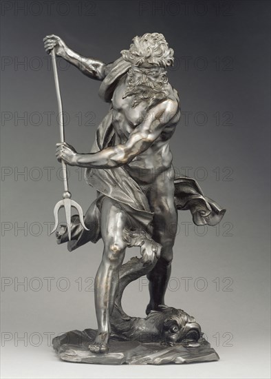 Neptune and Dolphin; After Gian Lorenzo Bernini, Italian, 1598 - 1680, probably 17th century, after 1623, Bronze; 55.9 cm