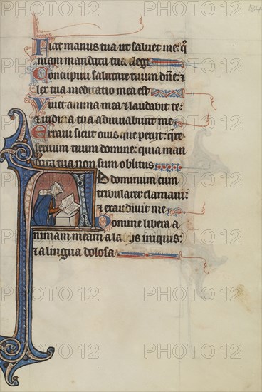 Initial A: A Noblewoman Seated on the Ground Reading; Bute Master, Franco-Flemish, active about 1260 - 1290, Northeastern