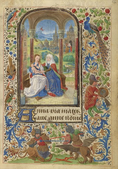 The Virgin and Child with Saint Anne; Lieven van Lathem, Flemish, about 1430 - 1493, Antwerp, illuminated, Belgium; 1469