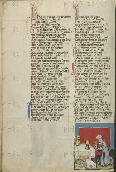 Jacob's Sacrifice; Regensburg, Bavaria, Germany; about 1400 - 1410; Tempera colors, gold, silver paint, and ink on parchment