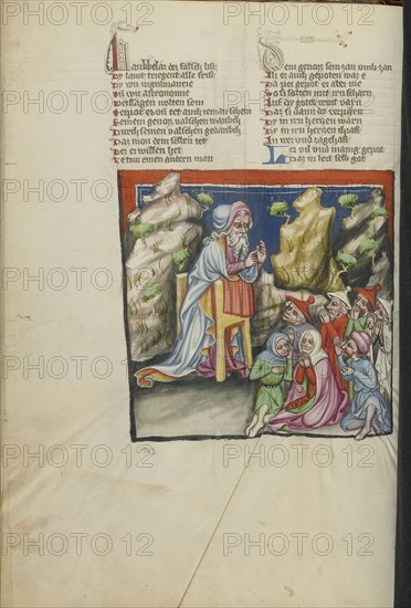 Moses's Last Prophecies; Regensburg, Bavaria, Germany; about 1400 - 1410; Tempera colors, gold, silver paint, and ink