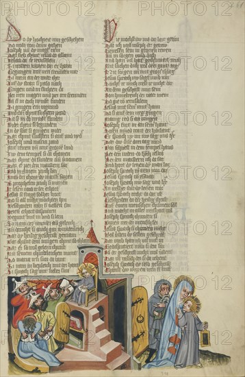 Jesus Among the Doctors; Unknown, Brother Philipp; Regensburg, Bavaria, Germany; about 1400–1410; Tempera colors, gold, silver