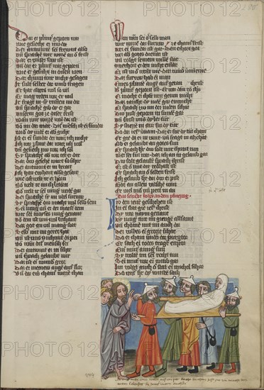 Christ Raising a Dead Man; Regensburg, Bavaria, Germany; about 1400 - 1410; Tempera colors, gold, silver paint, and ink