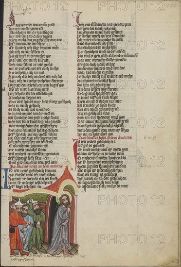 Jesus Hiding from the Israelites; Regensburg, Bavaria, Germany; about 1400 - 1410; Tempera colors, gold, silver paint, and ink