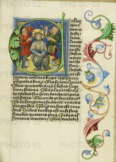 Initial C: The Mocking of Christ; Workshop of Valentine Noh, Bohemian, active 1470s, Prague, Bohemia, Czech Republic