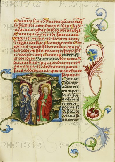 Initial D: The Crucifixion; Workshop of Valentine Noh, Bohemian, active 1470s, Prague, Bohemia, Czech Republic; about 1470