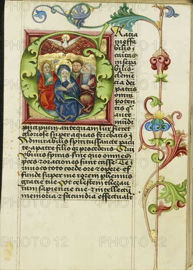 Initial G: Pentecost; Workshop of Valentine Noh, Bohemian, active 1470s, Prague, Bohemia, Czech Republic; about 1470 - 1480