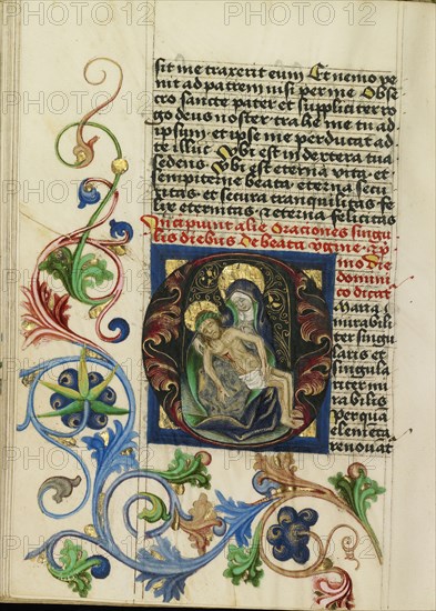 Initial O: The Pietà; Workshop of Valentine Noh, Bohemian, active 1470s, Prague, Bohemia, Czech Republic; about 1470 - 1480