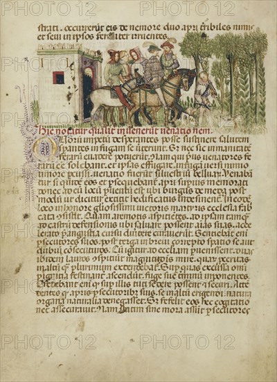 Aimo and Vermondo Riding Out to the Hunt; Attributed to Anovelo da Imbonate, Italian, Lombard, active about 1400, Milan