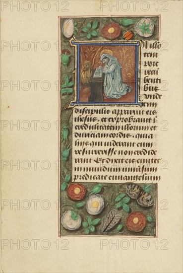Initial I: Saint Mark; Master of the Dresden Prayer Book or workshop, Flemish, active about 1480 - 1515, Bruges, Belgium