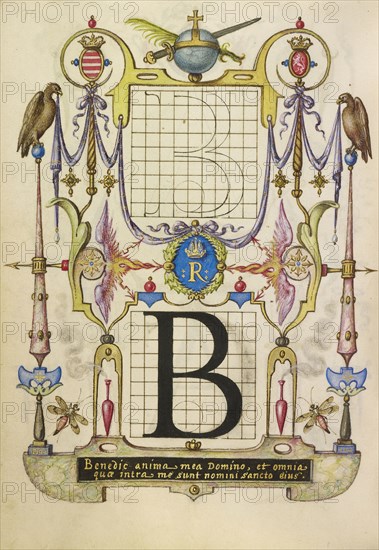 Guide for Constructing the Letter B; Joris Hoefnagel, Flemish , Hungarian, 1542 - 1600, Vienna, Austria; about 1591 - 1596