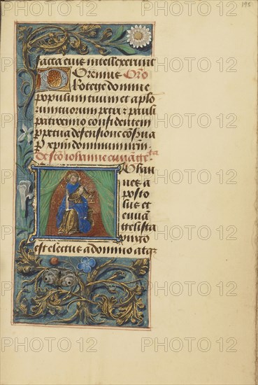 Initial J: Saint John the Evangelist; Master of the Dresden Prayer Book or workshop, Flemish, active about 1480 - 1515, Bruges