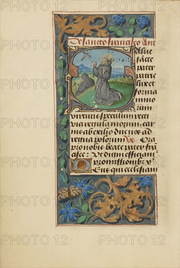 Initial S: The Stigmatization of Saint Francis; Master of the Dresden Prayer Book or workshop, Flemish, active about 1480 - 1515