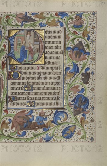 Initial D: The Visitation; Master of the Lee Hours, Flemish, active about 1450 - 1470, Ghent, probably, Belgium; about 1450