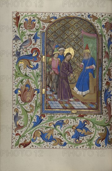 Christ before Pilate; Master of the Lee Hours, Flemish, active about 1450 - 1470, Ghent, probably, Belgium; about 1450 - 1455