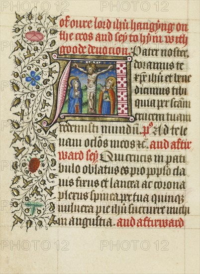 Initial A: The Crucifixion; Master of Sir John Fastolf, French, active before about 1420 - about 1450, France; about 1430
