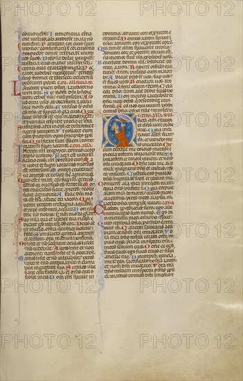 Initial D: David in Prayer; Bologna, Emilia-Romagna, Italy; about 1280 - 1290; Tempera colors, gold leaf, and ink on parchment