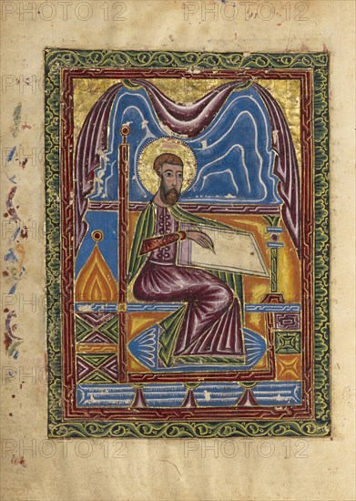 Saint Luke; Mesrop of Khizan, Armenian, active 1605 - 1651, Isfahan, Persia; 1615; Tempera colors, gold paint, and gold leaf