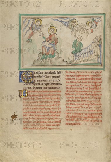 John Commanded to Write and the Blessed Dead; London, probably, England; about 1255 - 1260; Tempera colors, gold leaf, colored