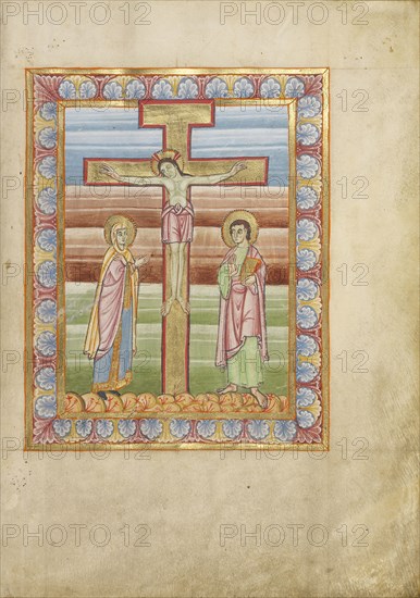 The Crucifixion; Mainz, Germany; about 1025 - 1050; Tempera colors and gold on parchment; Ms. Ludwig V 2, fol. 19