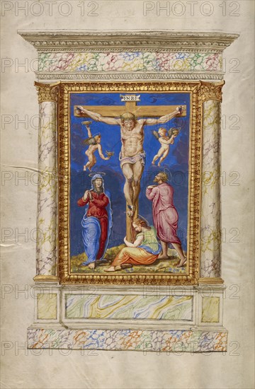 The Crucifixion; Fra Vincentius a Fundis, Italian, active about 1560s, Nola, Campania, Italy; 1567; Tempera and gold leaf