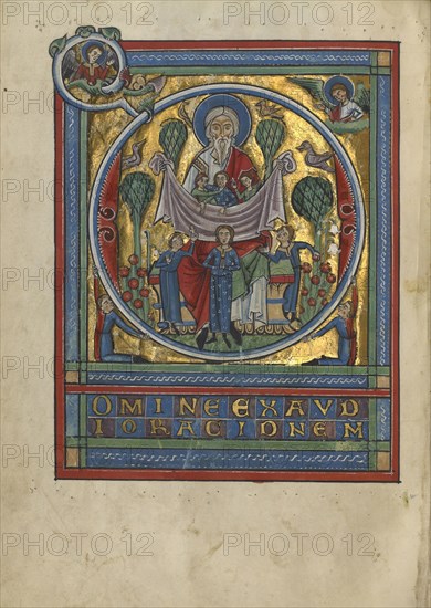 Initial D: Souls in the Bosom of Abraham; Würzburg, Germany; about 1240 - 1250; Tempera colors, gold leaf, and silver leaf