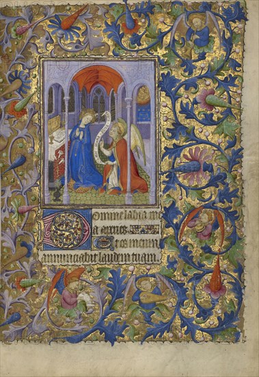 The Annunciation; Follower of the Boucicaut Master, French, active about 1390 - 1430, Paris, France; about 1410; Tempera colors