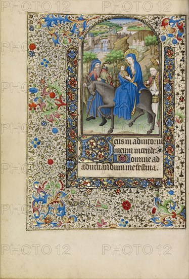 The Flight into Egypt; Workshop of the Bedford Master, French, active first half of 15th century, Paris, France; about 1440