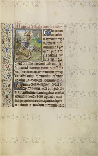 Saint George and the Dragon; Workshop of Willem Vrelant, Flemish, died 1481, active 1454 - 1481, Bruges, Belgium; early 1460s