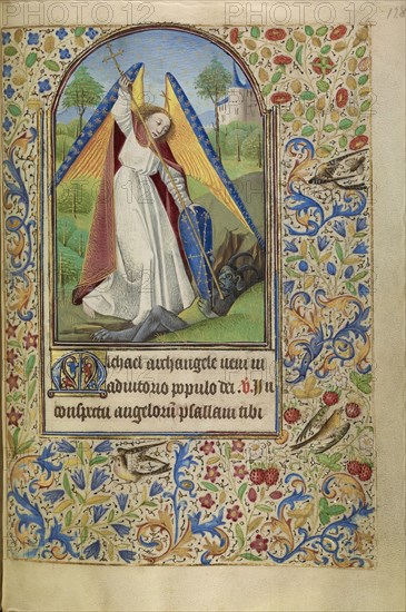 Saint Michael Battling the Devil; Master of Jacques of Luxembourg, French, active about 1460 - 1470, Northern France, France