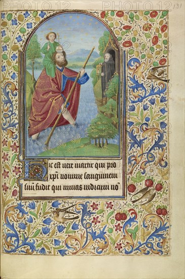 Saint Christopher Carrying the Christ Child; Master of Jacques of Luxembourg, French, active about 1460 - 1470, Flanders