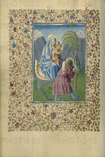 The Flight into Egypt; Naples, Campania, Italy; about 1460; Tempera colors, gold, and ink on parchment; Leaf: 17.1 x 12.1 cm