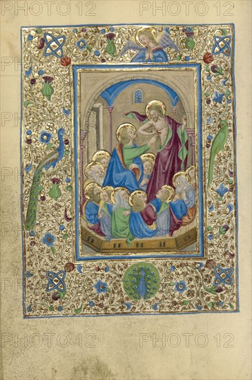 Doubting Thomas; Naples, Campania, Italy; about 1460; Tempera colors, gold, and ink on parchment; Leaf: 17.1 x 12.1 cm