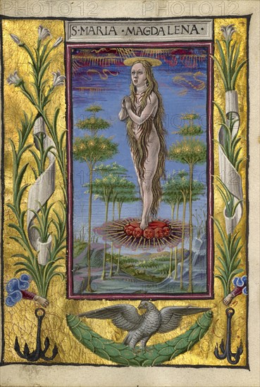 Mary Magdalene Borne Aloft; Taddeo Crivelli, Italian, died about 1479, active about 1451 - 1479, Ferrara, Emilia-Romagna, Italy