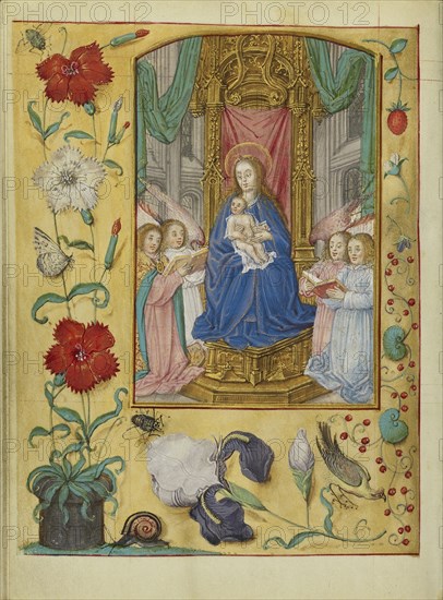 The Virgin and Child Enthroned; Workshop of Gerard Horenbout, Flemish, 1465 - 1541, Cologne, written, Germany; about 1500