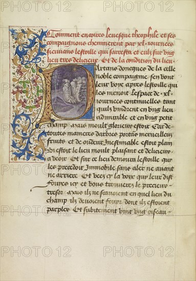 Initial P: Bishop Theophile and His Companions Following a Star for Forty Days; Master of the Brussels Romuléon or workshop