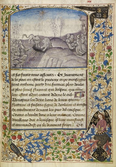 Bishop Theophile Finding the Grave of Saint Anthony; Master of the Brussels Romuléon or workshop Flemish, active about 1465