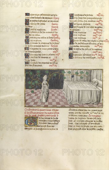 The Dream of Astyages; Ghent, Belgium; about 1475; Tempera colors, gold leaf, and gold paint on parchment; Leaf: 43.8 x 30.5 cm