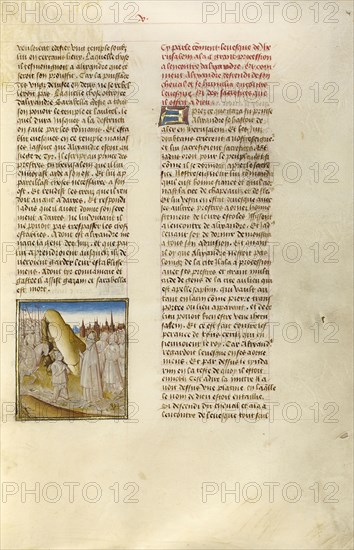 Alexander the Great with his Army before Jerusalem; Ghent, Belgium; about 1475; Tempera colors, gold leaf, and gold paint