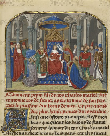 The Coronation of Pepin; Loyset Liédet, Flemish, active about 1448 - 1478, and Pol Fruit, Flemish, active about 1468