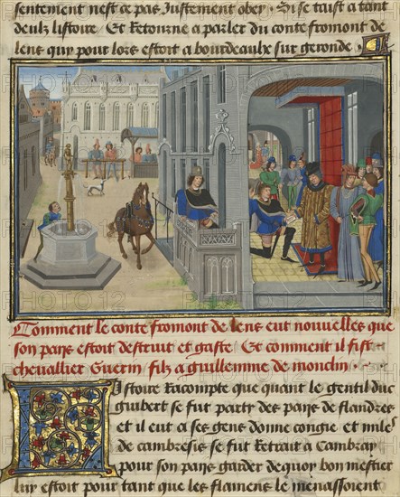 Fromont de Lens Receiving News of the Destruction of his Land; Loyset Liédet, Flemish, active about 1448 - 1478, and Pol Fruit