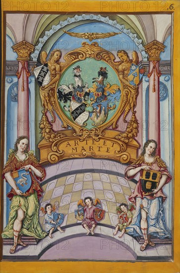 Second Frontispiece with the Derrer Coat of Arms; Nuremberg, Germany; about 1626 - 1711; Tempera colors with gold and silver