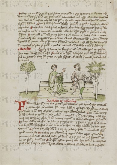 A Woman Speaking to a Horseman; Trier, probably, Germany; third quarter of 15th century; Pen and black ink and colored washes