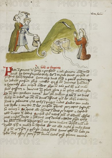 A Woman in Prayer and a Snake on a Nearby Hillock; A Man Trying to Kill a Snake with an Axe; Trier, probably, Germany