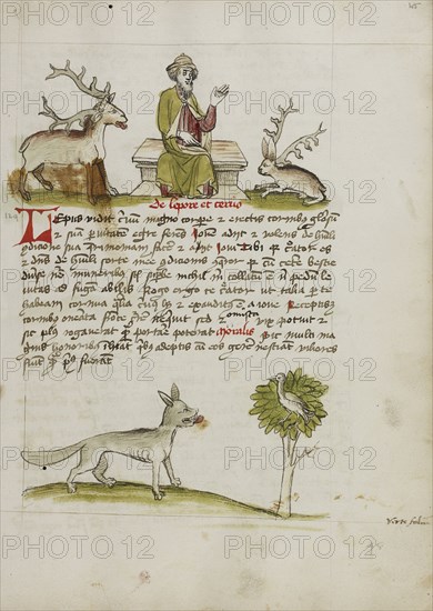 Jupiter as a Elderly Bearded Man Enthroned between a Stag and a Hare; A Wolf under a Tree; Trier, probably, Germany; third