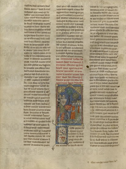 Lancelot Meeting Hector, Bohort, Blioberis, and Driant; Jeanne de Montbaston, French, active about 1320 - 1355, Paris, France